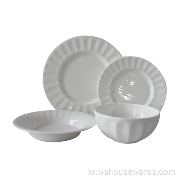 도매 양각 도자기 식탁 세트 세라믹 플레이트